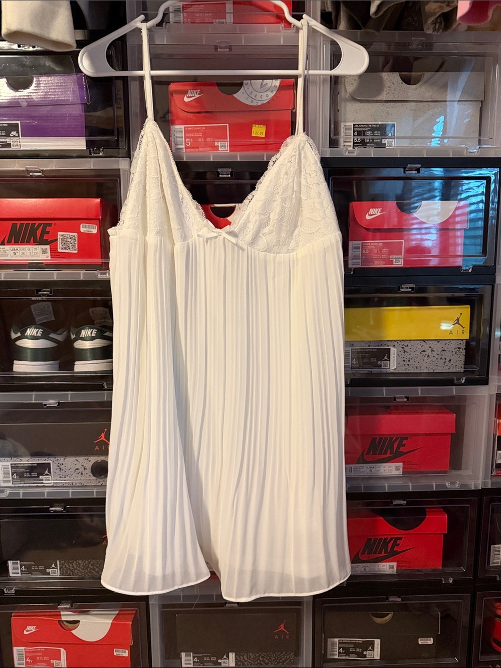 Women's White Lace-Top Babydoll Dress